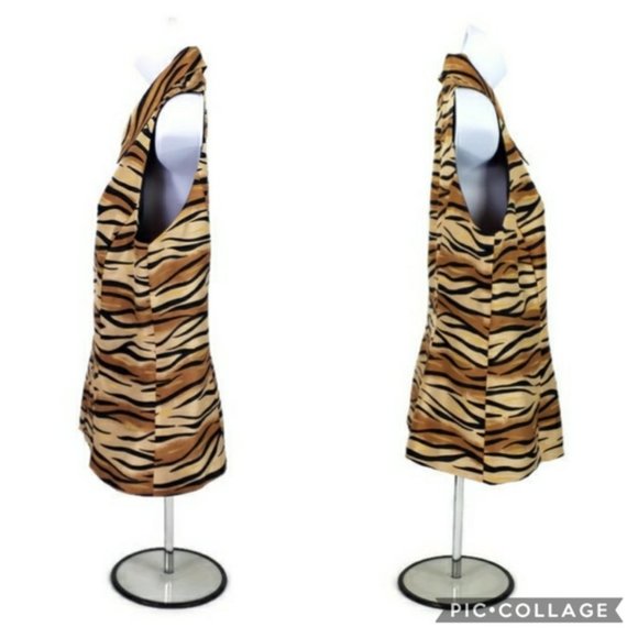 SilkLand Sleeveless Silk Animal Print Zip Up Vest Zipper Womens Size Large - Picture 2 of 8